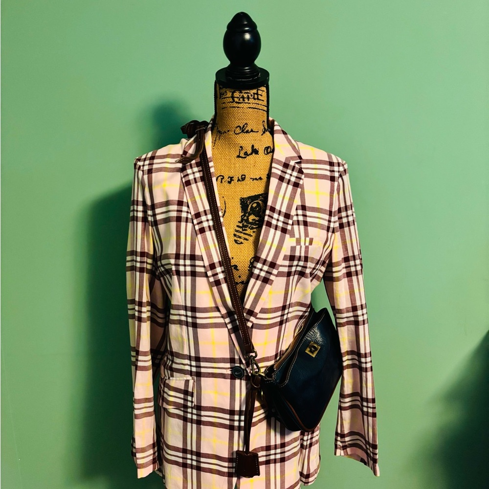 rag & bone Women's Checkered Blazer in Cream and Brown